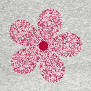 Flower in Modern Paisley Outline Design T-Shirt